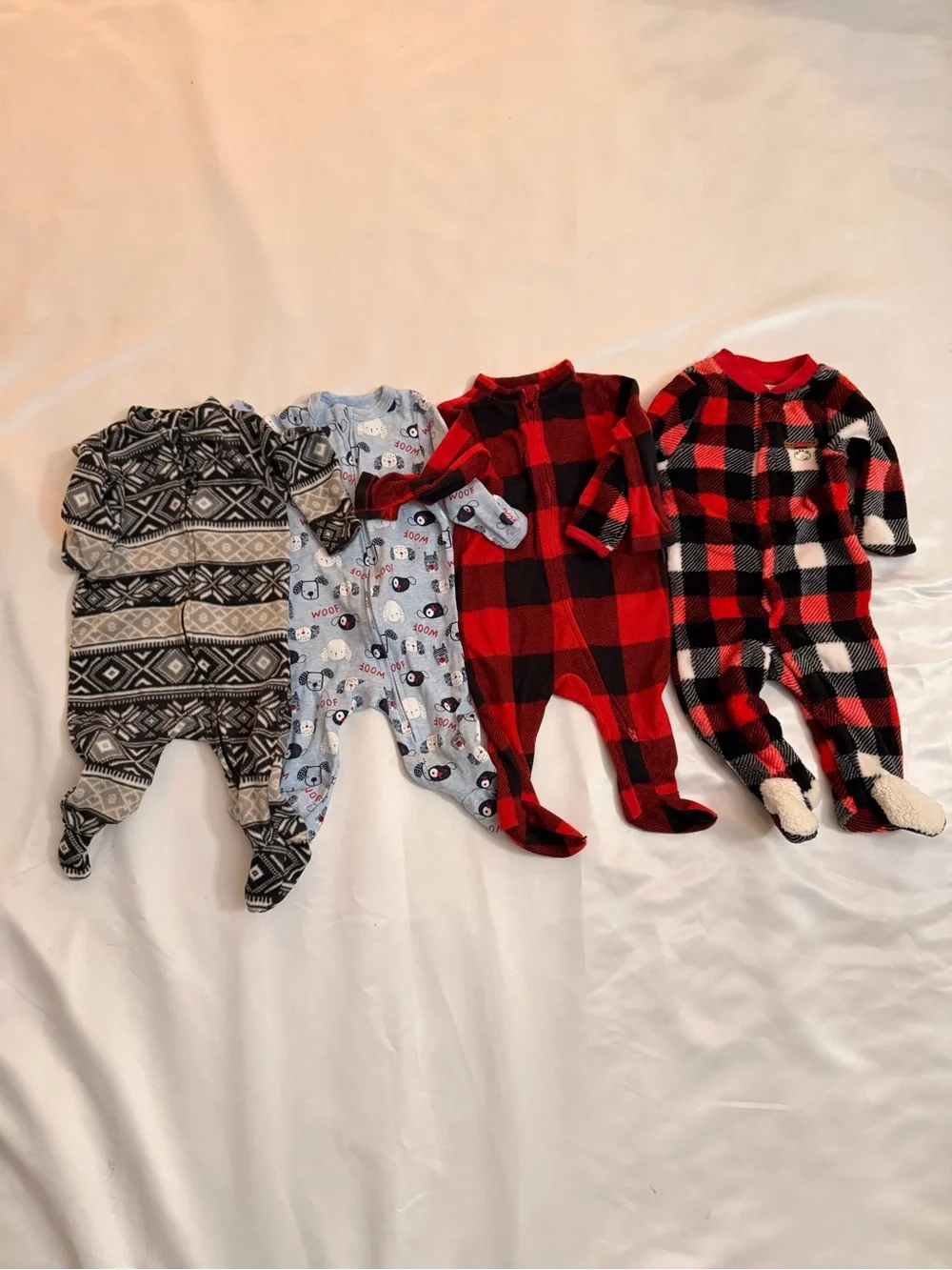 Old Navy Red and Black Buffalo Plaid Fleece Baby One-Piece